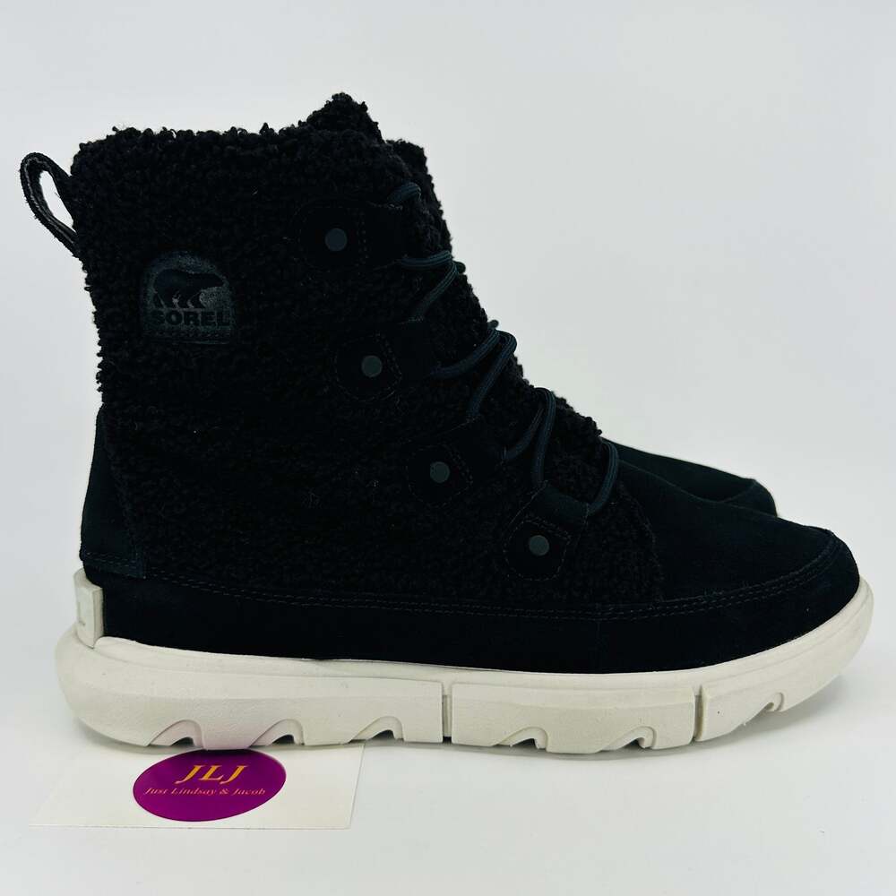 Sorel Women's Explorer II Joan Cozy Winter Boots Black/White NL5030-010 Size 9